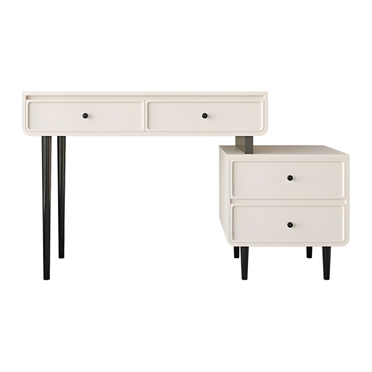 IZYHOME Paint Effect Side Pedestal Console Dressing Table Set with 4 Drawers